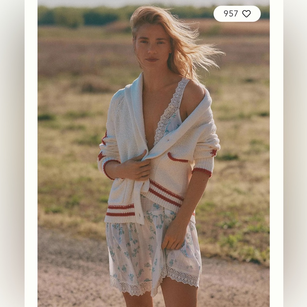 BY ANTHROPOLOGIE EMBROIDERED-TRIM V-NECK MINI SLEEP DRESS - Picture 3 of 5